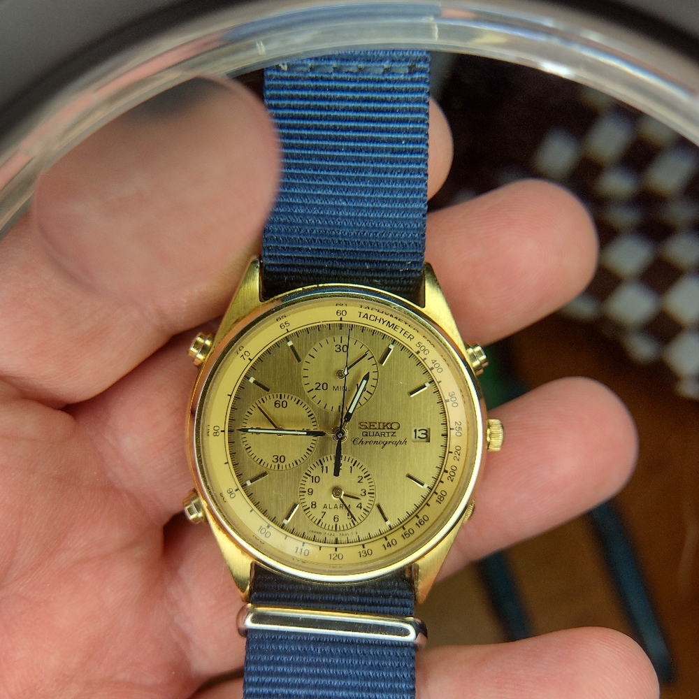 Vintage Gold tone Seiko quartz chronograph watch